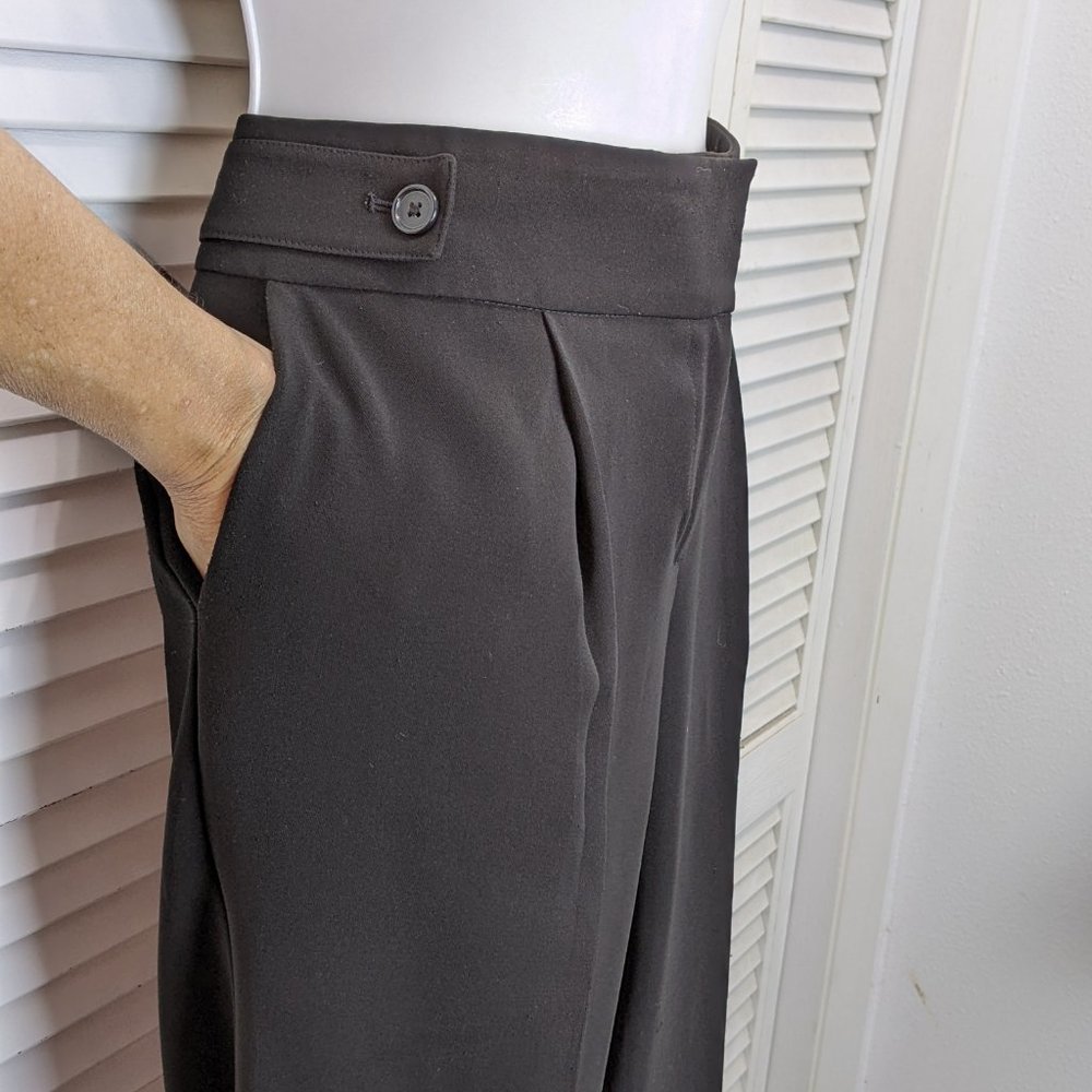 Ann Taylor Black Dress Trouser Pants 8 Pleated Straight Leg Ankle Length